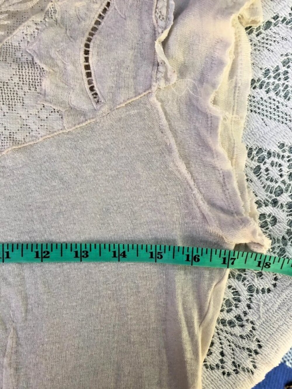 Ivory Free People Distressed Cotton Top Lace And Ruffles Soft Size M - Picture 3 of 14